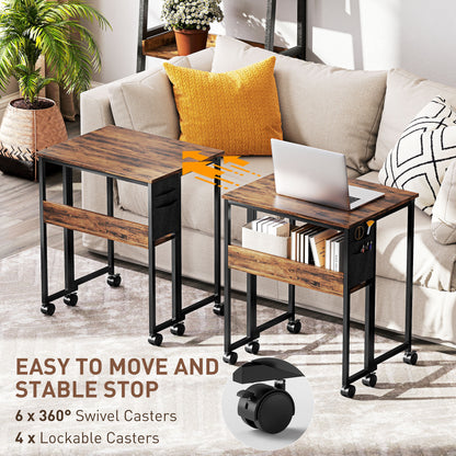 63 cm Drop Leaf Writing Work Desk - Rustic Brown