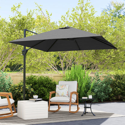 Patio Offset Parasol Umbrella with UV Resistant, Cross Base Included, Weights Required - Dark Grey
