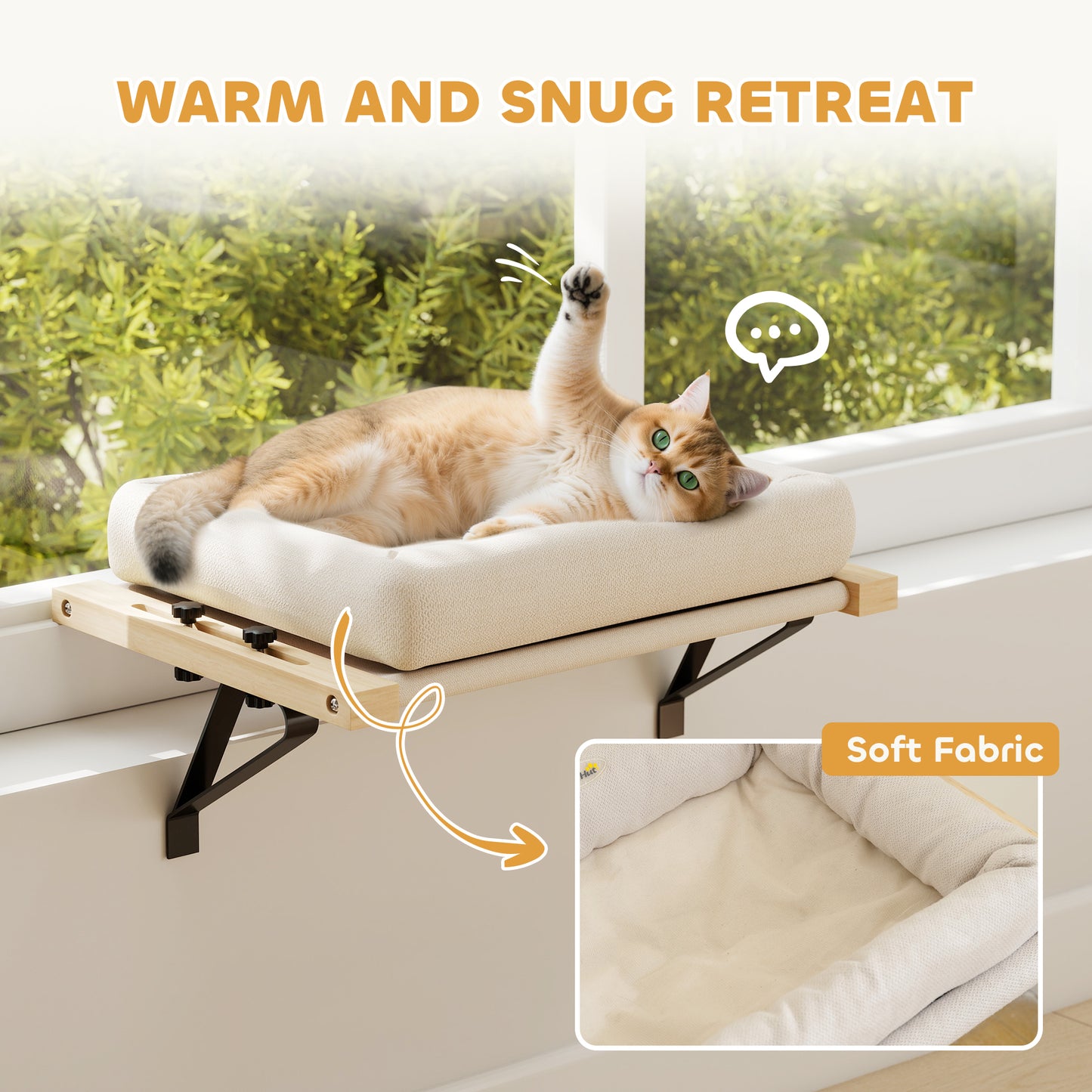 Cat Radiator Bed, Adjustable Hanging Cat Hammock with Removable and Washable Cushion for Indoor Cats, Cream White