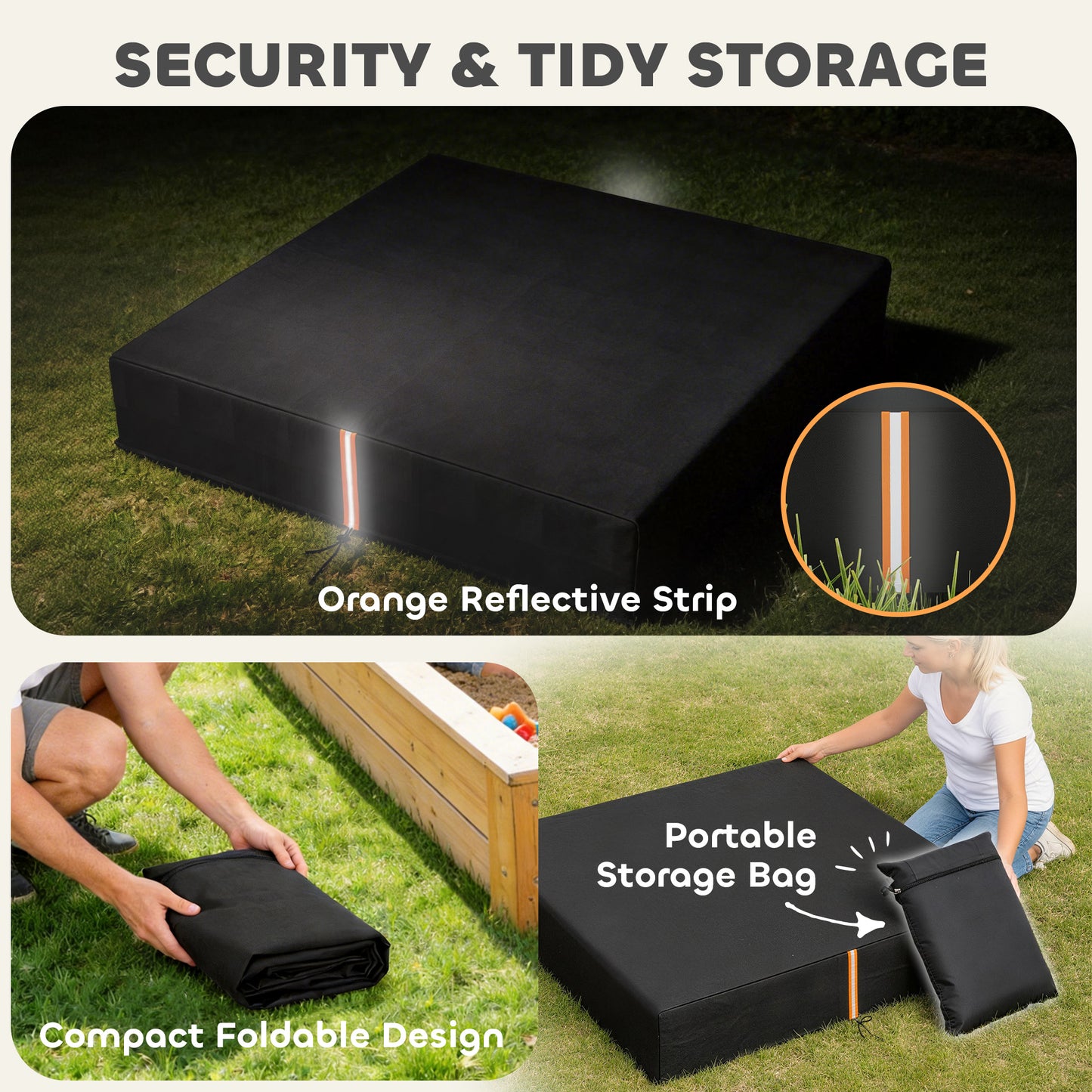 Sandbox Cover, Square Sandpit Cover Waterproof Dustproof UV Protection, Sandbox Canopy with Drawstring and Elastic Band