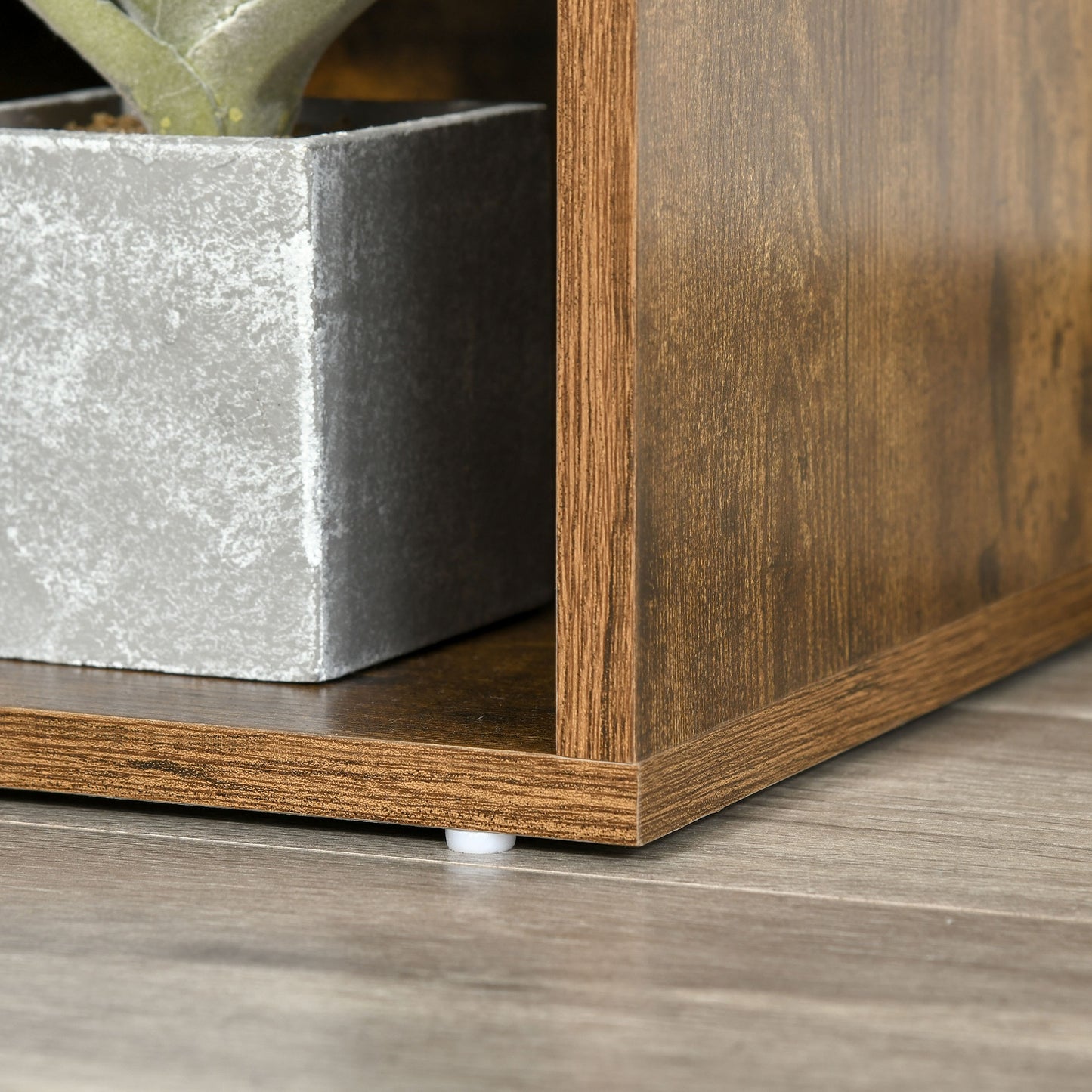 Bookcase Storage Shelf with Cushioned Reading Seat, Cube Bookshelf Organizer for Bedroom Living Room, Rustic Brown