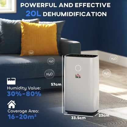 20L/Day Portable Dehumidifier for Home, with LED Screen, Sleep Mode, 24H Timer, 4L Water Tank