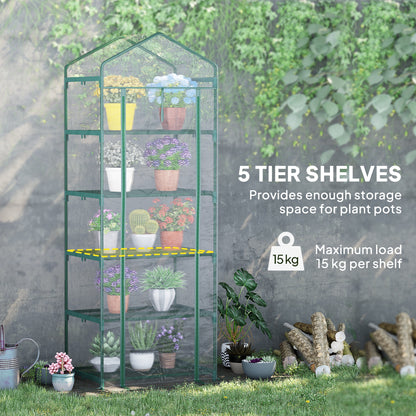 5 Tier Mini Greenhouse, Small Walk-in Greenhouse with Reinforced Plastic Cover
