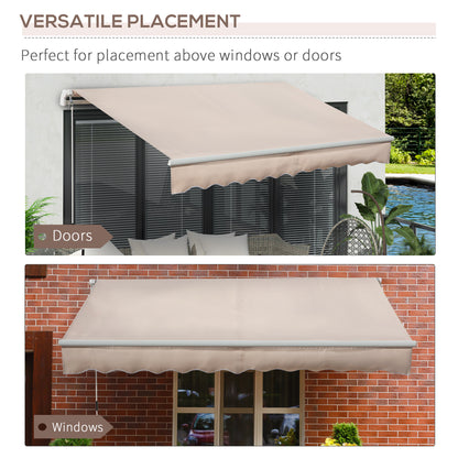 Awning Canopy Manual Retractable Porch Sun Shade Shelter 3 x 2m Beige