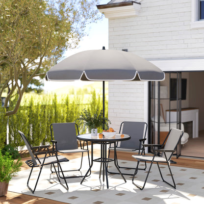 4 Seater Garden Furniture Set, 6 Pieces Garden Table and Chairs with Parasol, Outdoor Garden Dining Set