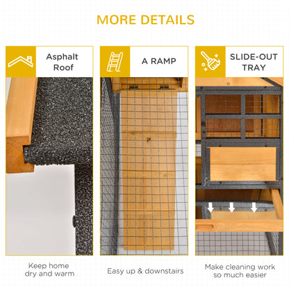 Rabbit Hutch Guinea Pig Hutch Wood-metal Elevated Guinea Pig House Pet Bunny Cage for Outdoor 122 x 63 x 92cm Light Yellow