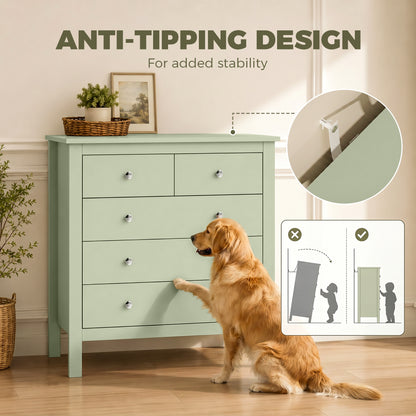 5 Drawer Chest of Drawers, Modern Dresser for Bedroom, Bedside Storage Cabinet