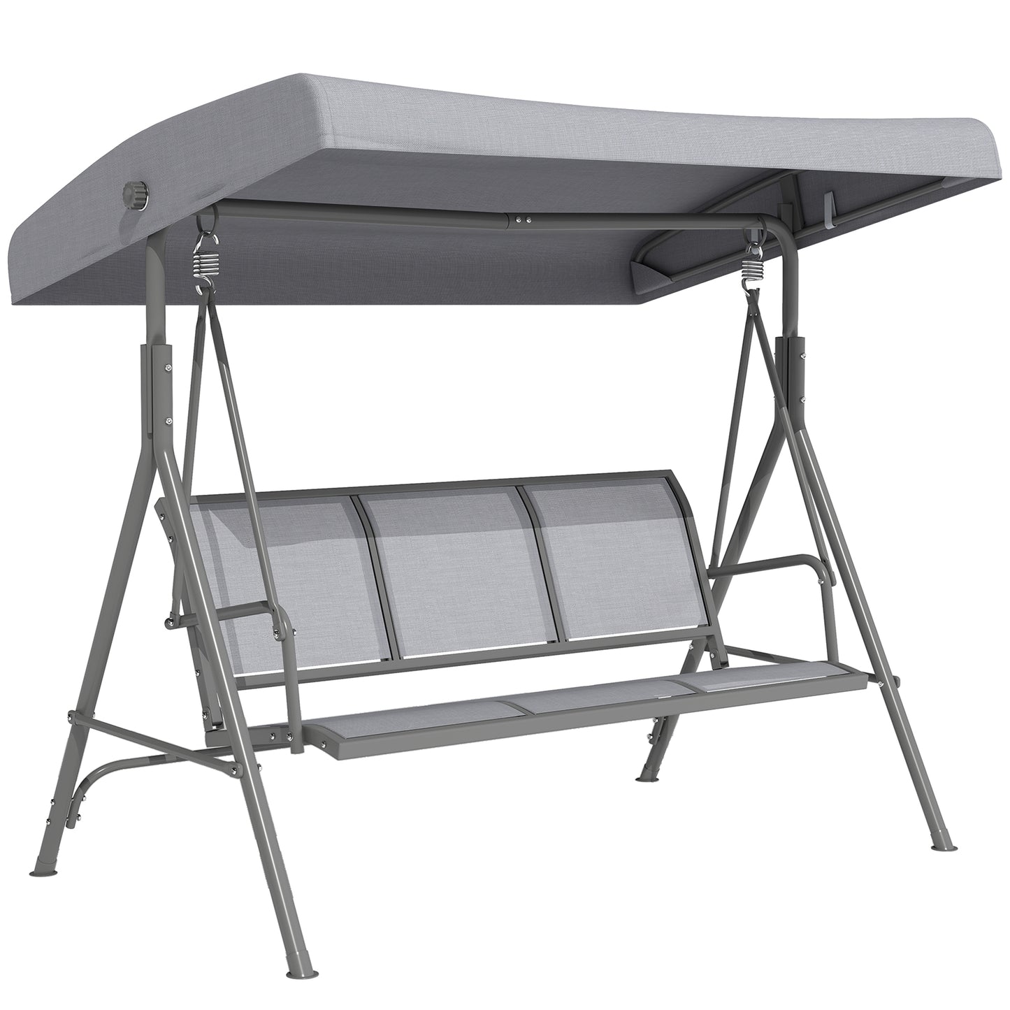 3 Seater Swing Chair, Garden Swing Bench with Adjustable Tilting Canopy
