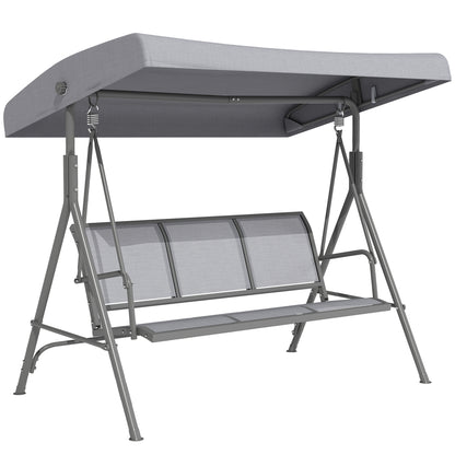 3 Seater Swing Chair, Garden Swing Bench with Adjustable Tilting Canopy