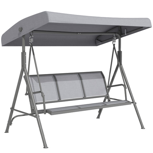 3 Seater Swing Chair, Garden Swing Bench with Adjustable Tilting Canopy