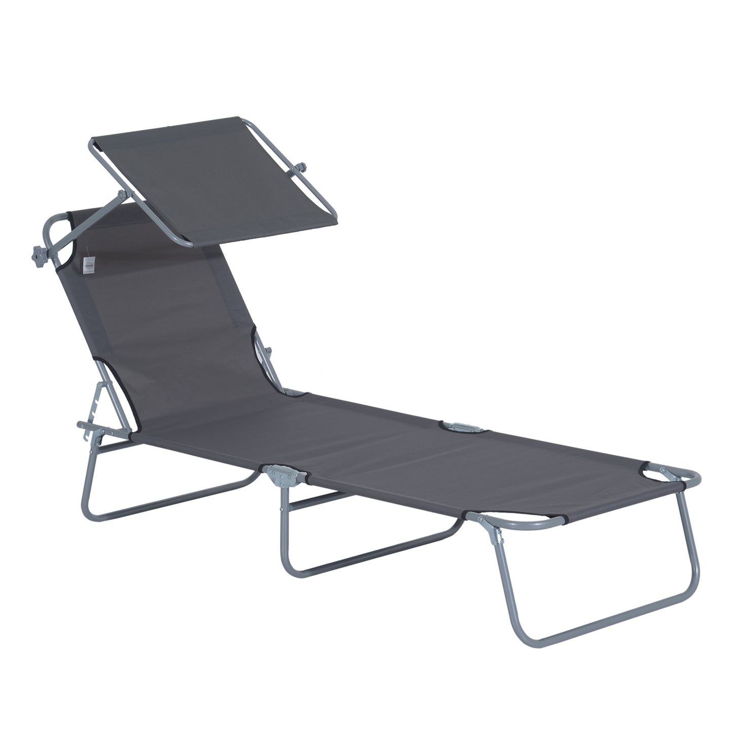 Outdoor Foldable Sun Lounger, 4 Level Adjustable Backrest Reclining Sun Lounger Chair