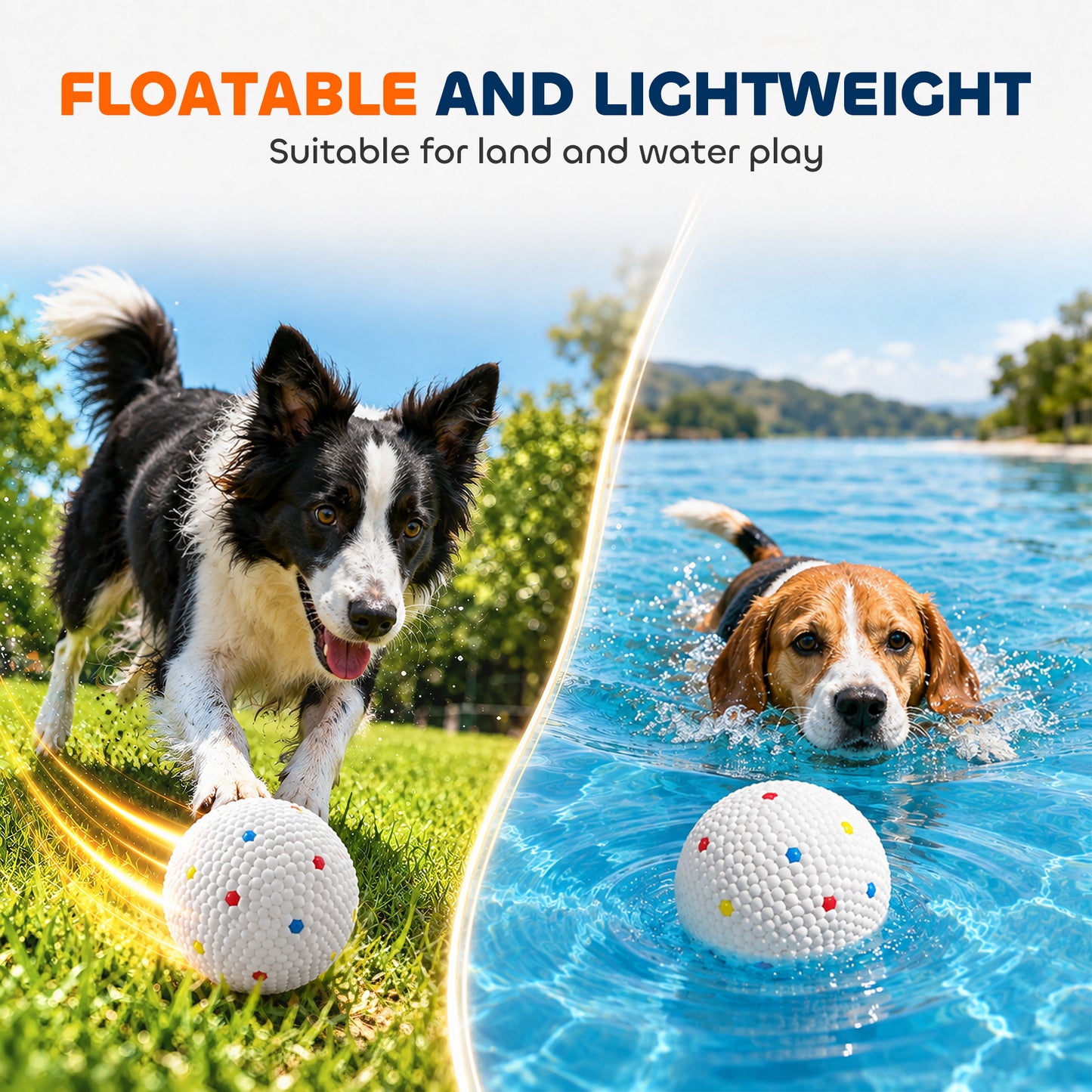 6 Pack Dog Balls Toys Fits Aggressive Chewers, Indestructible Teething and Water ETPU Balls for Throw and Fetch