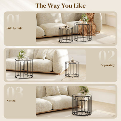 Elliptical Cut-Out Nesting Tables - Black