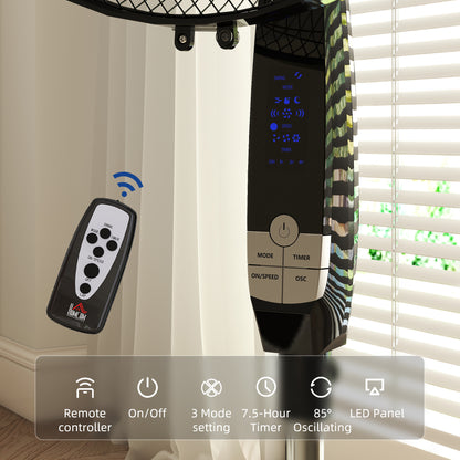 40 cm Pedestal Standing Floor Fan, Oscillation Cooling Fan with Remote Control, Black