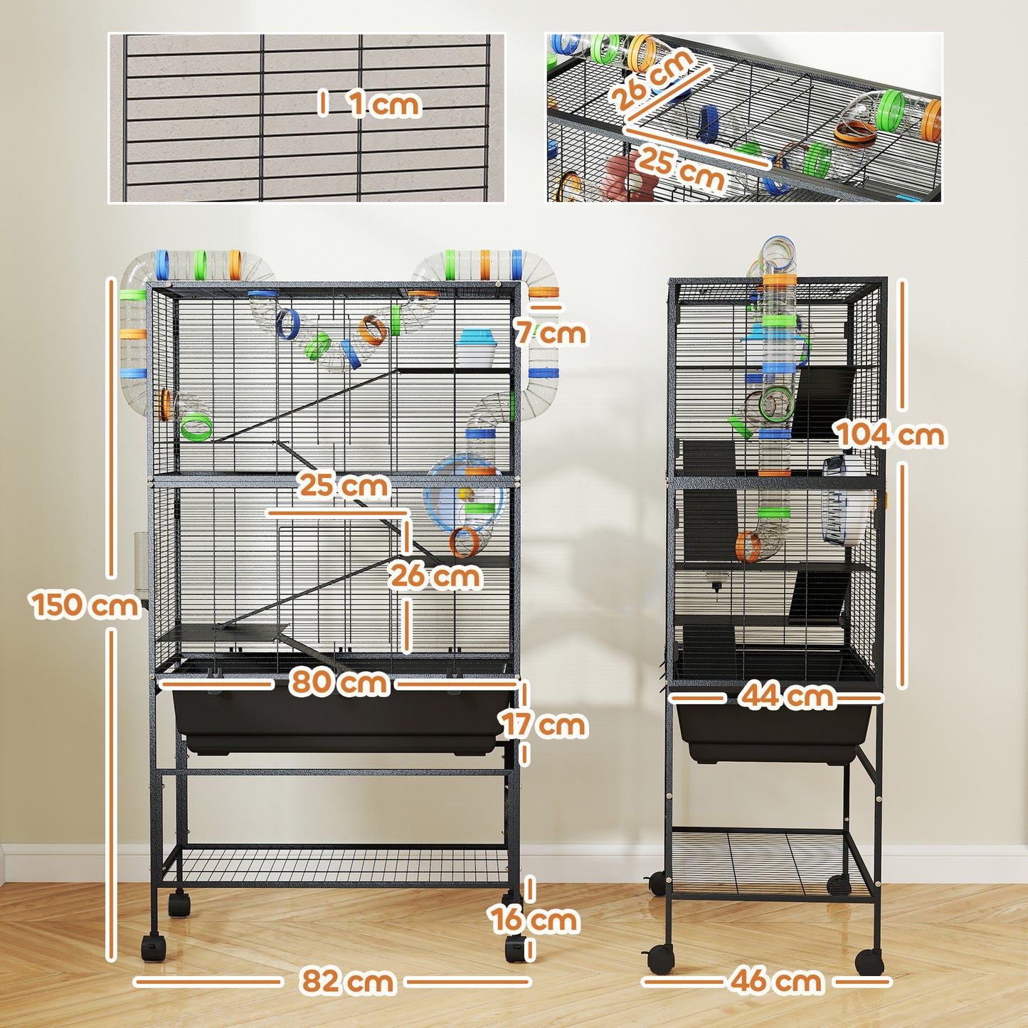 5 Tier Large Hamster Cage on Wheels with 17 cm Deep Tray, Storage Shelf for Syrian, Gerbil, Rats