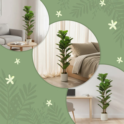 120cm Artificial Fiddle Leaf Fig Tree - Green