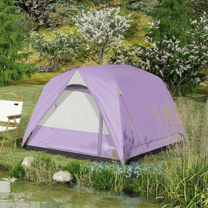 3-4 Person Camping Tent, Easy Set Up 3-4 Man Tent w/ Sewn-in Groundsheet, Waterproof Dome Tent w/ Mesh Windows