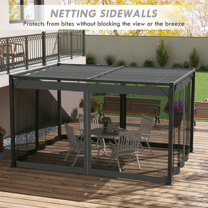 3 x 4m Aluminium Frame Pergola, with Retractable Roof - Dark Grey