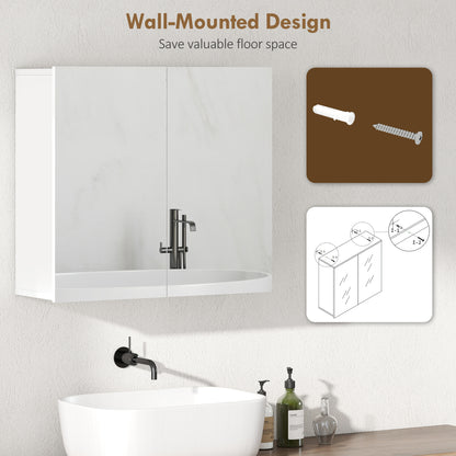 Double-Door Bathroom Mirror Cabinet - White