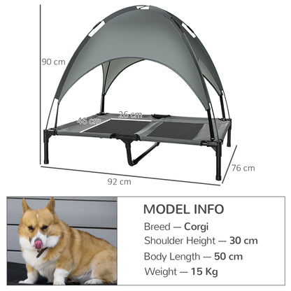Outdoor Dog Bed with Removable Canopy, Portable Raised Dog Bed for Camping, Garden & Beach