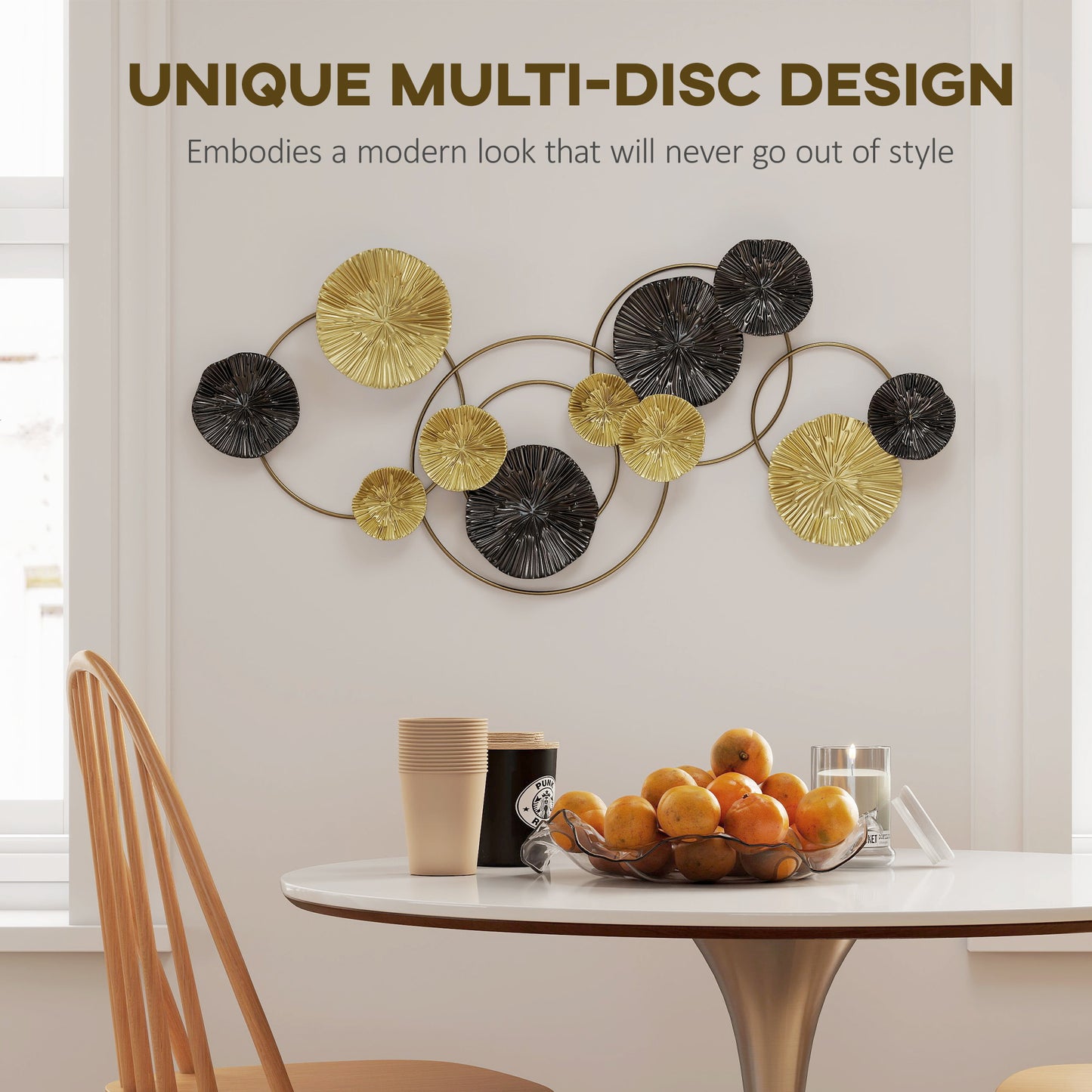 Metal Wall Art, Modern Hanging Wall Decor with Multi-Disc Design for Living Room