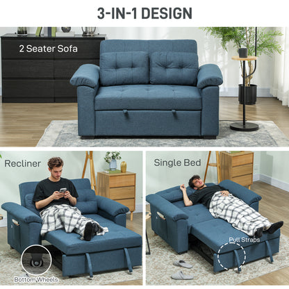 Pull Out Sofa Bed, Fabric 2 Seater Click Clack Sofa Bed Settee with 2 Pocket Springs