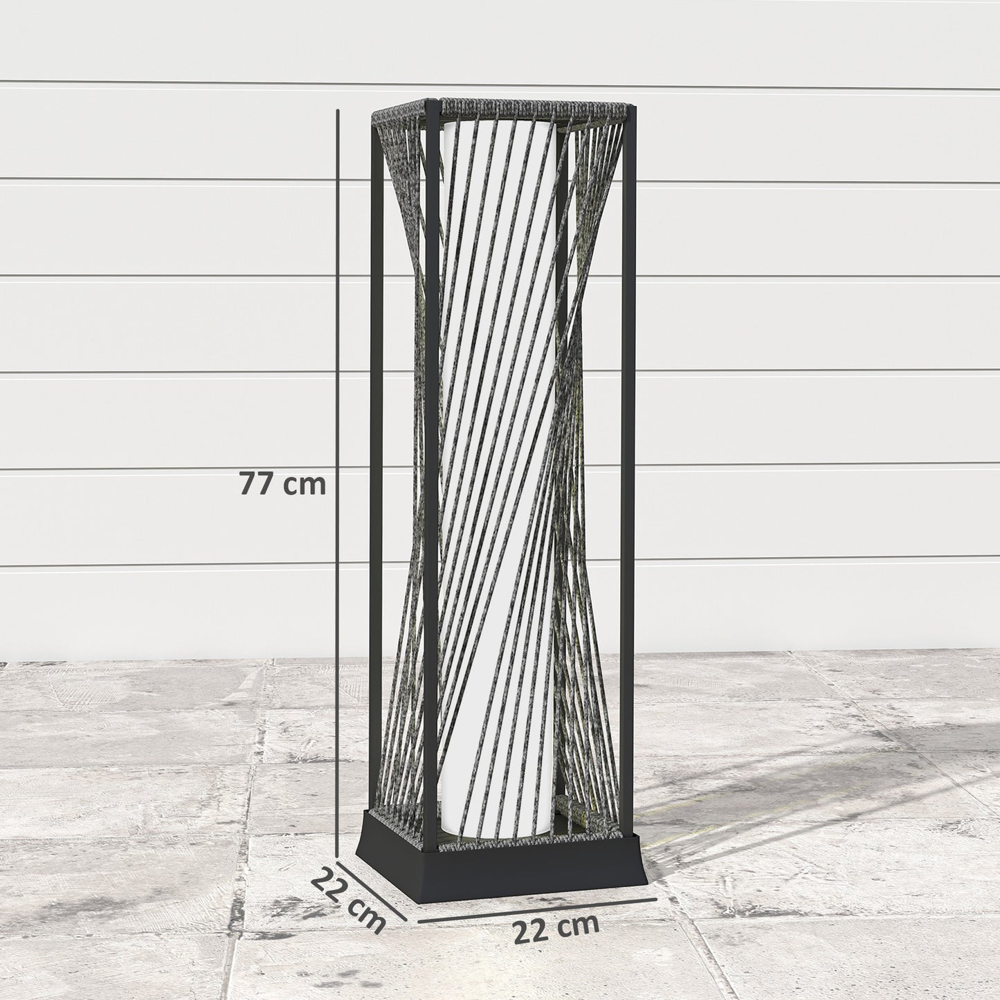 Garden Rattan Lamp, 77 cm Tall Solar Rattan Floor Lamp, Solar Garden Light with Auto On/Off LED Lights