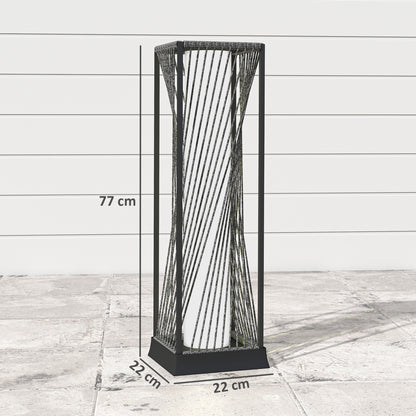 Garden Rattan Lamp, 77 cm Tall Solar Rattan Floor Lamp, Solar Garden Light with Auto On/Off LED Lights