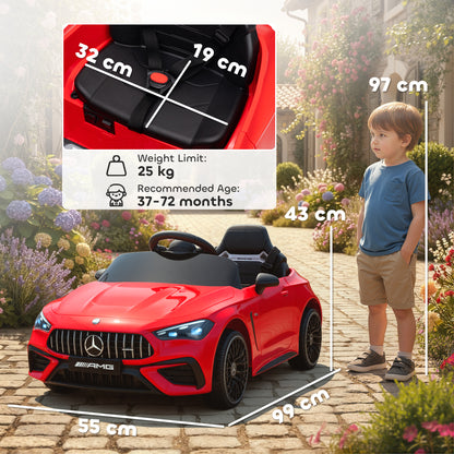 Licensed Mercedes AMG Kids Electric Car, 12V Ride On Car with Dual Motors, Remote Control for 3-6 Years, Red