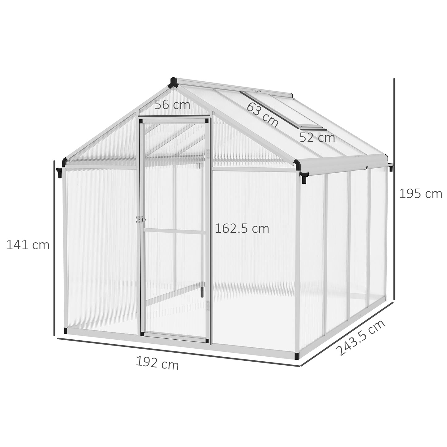 8 x 6ft Aluminium Frame Greenhouse