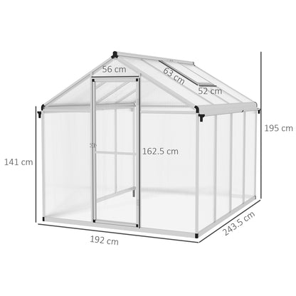 8 x 6ft Aluminium Frame Greenhouse