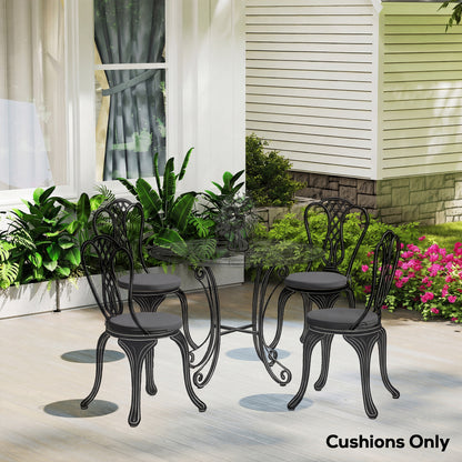 Outdoor Bistro Chair Cushions Set of 4 with Removable Cover, 41 x 41 x 5 cm Round Seat Cushions with Ties, Dark Grey
