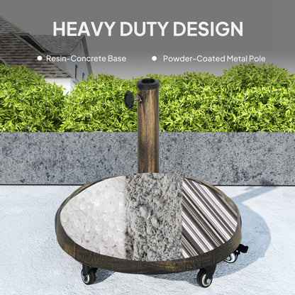 Parasol Base, Umbrella Base with Wheels Cast Iron Effect, for Umbrella, Canopy, Weather Resistant, Bronze Tone