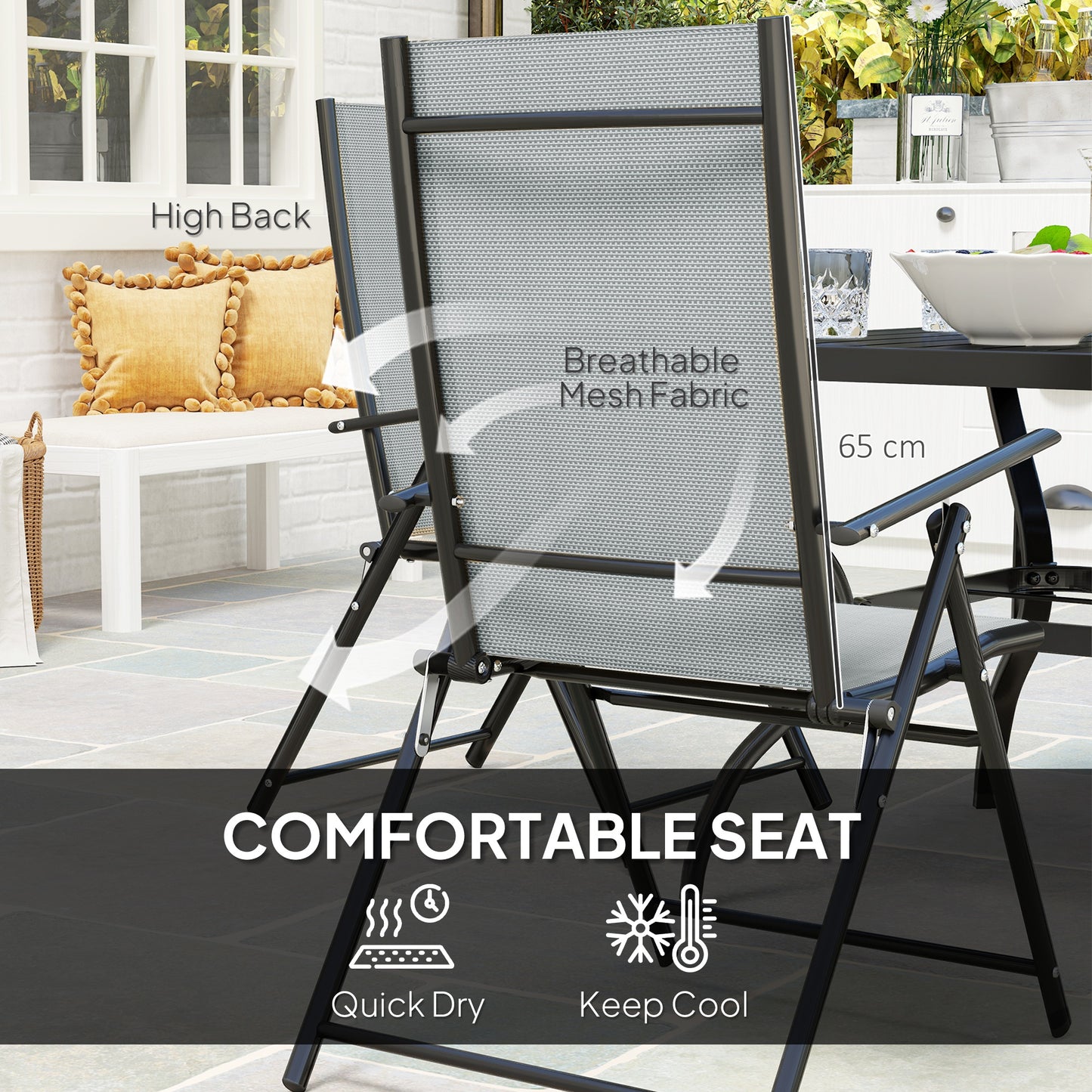 Five-Piece Steel Frame Patio Set - Grey/Black