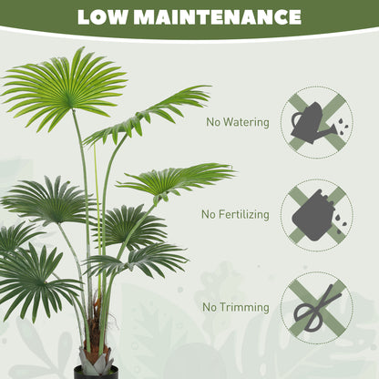 145cm Artificial Palm Tree, Decorative Artificial Plant with Lifelike PEVA Leaves and Coconut Coir