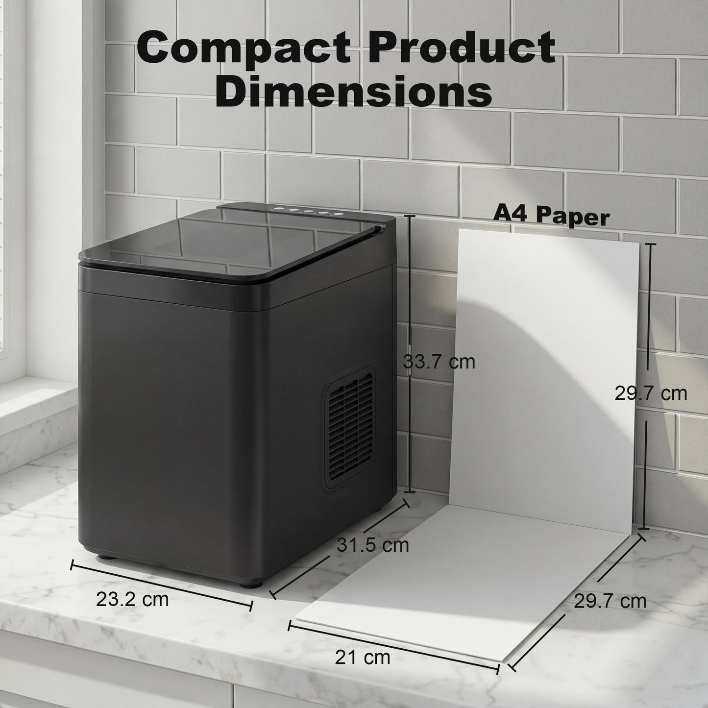 Countertop Ice Maker Machine Self-Cleaning Compact Ice Machine with Ice Scoop and Basket Black