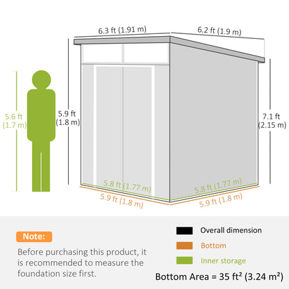 6 x 6ft Outdoor Storage Shed, Plastic Garden Shed with Windows and Air Vents, Outdoor Resin Tool Shed