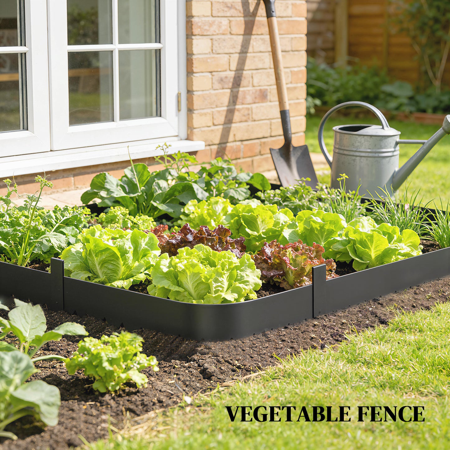 5pcs Garden Fence, Metal Picket Fence Panels, 102x15cm, Black