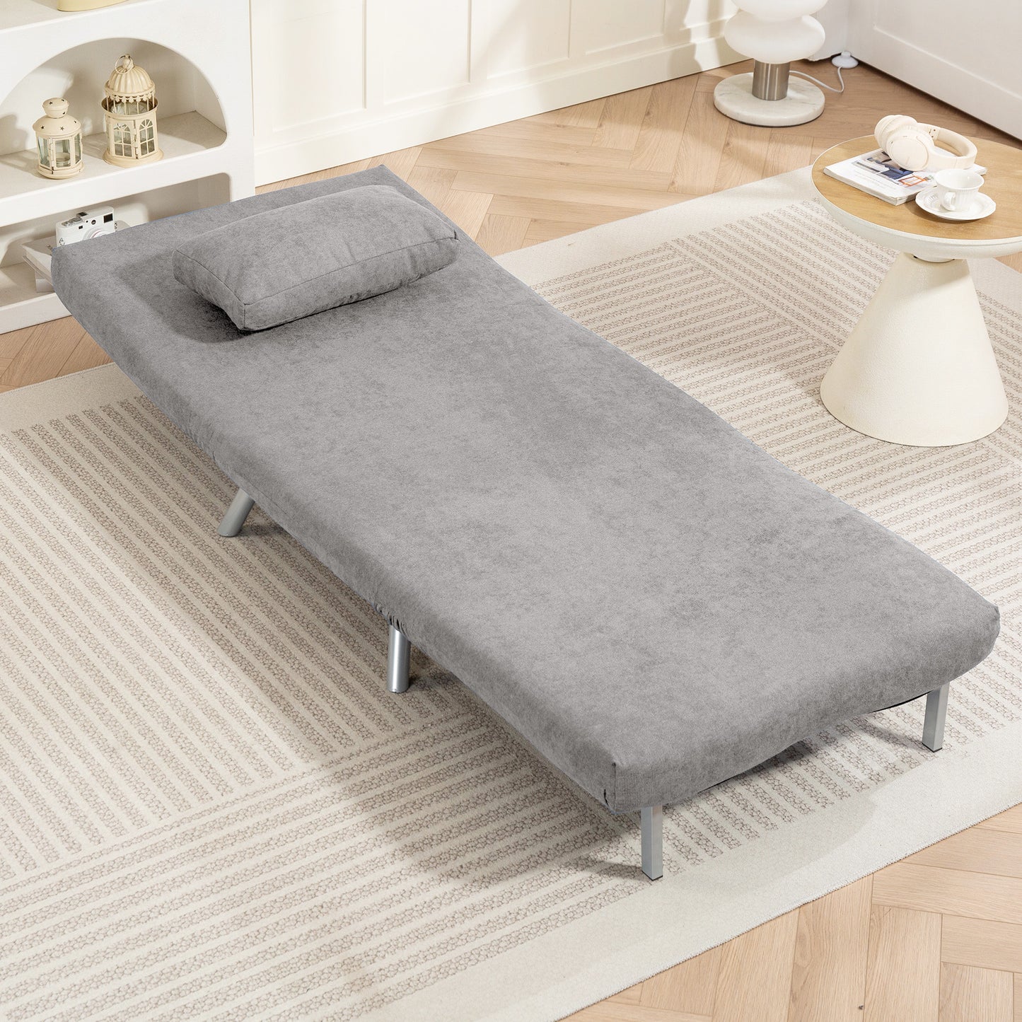 Single Snow Flannel Chair Bed - Grey