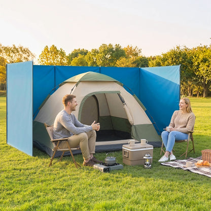 Camping Windbreak, Foldable Portable Wind Blocker w/ Carry Bag and Steel Poles, 780cm x 150cm