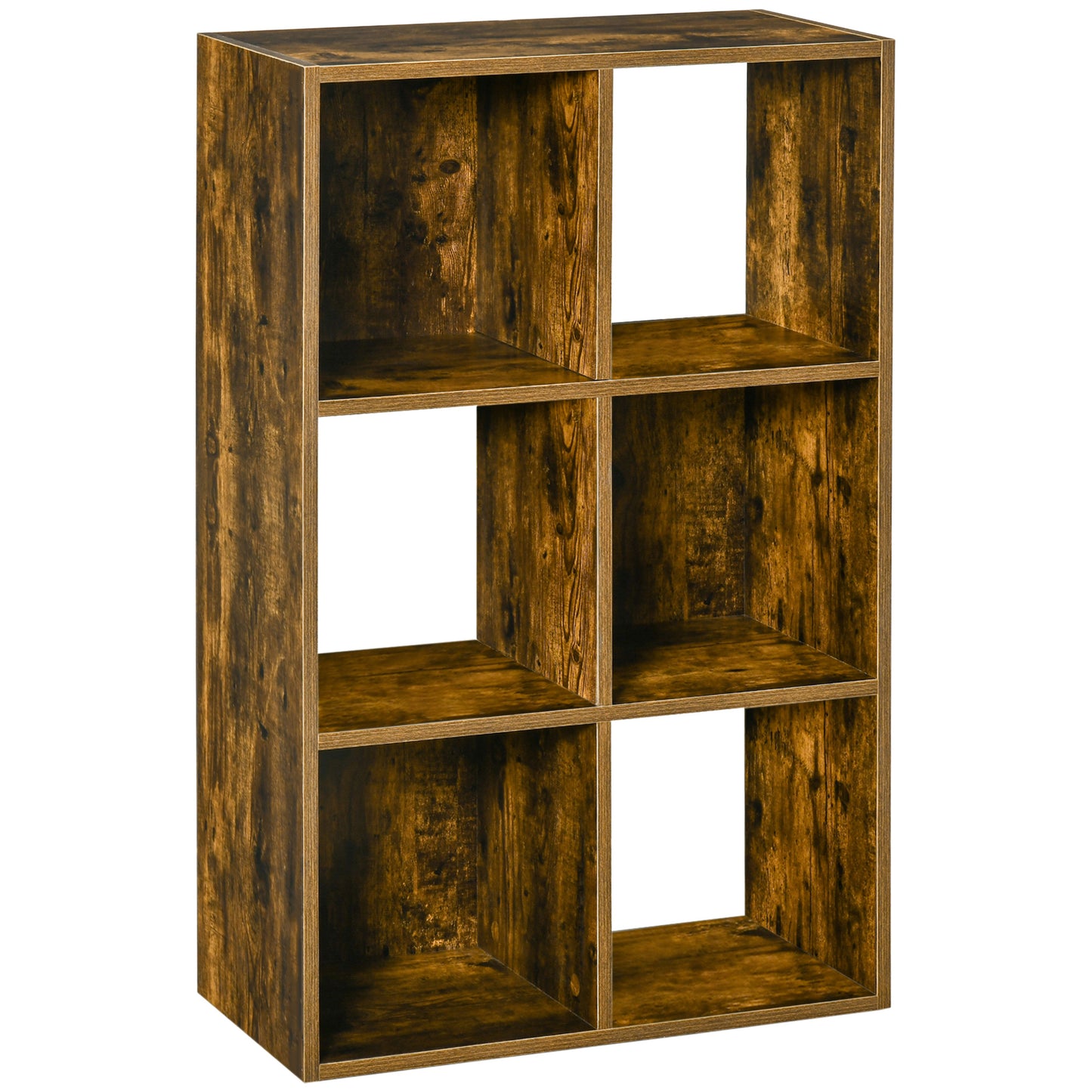Industrial Style Storage Shelf, Bookcase, Bookshelf with 6 Compartments, Freestanding Shelving Unit for Living Room