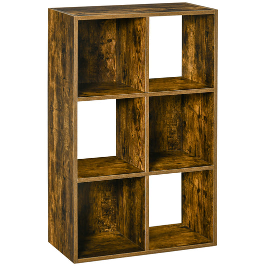 Industrial Style Storage Shelf, Bookcase, Bookshelf with 6 Compartments, Freestanding Shelving Unit for Living Room