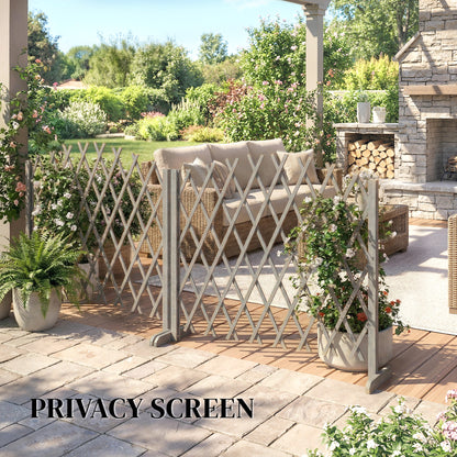 2 Pack Expanding Fence Panels, Wooden Freestanding Garden Fence with Stable Feet, 180 x 30 x 103cm, Dark Grey
