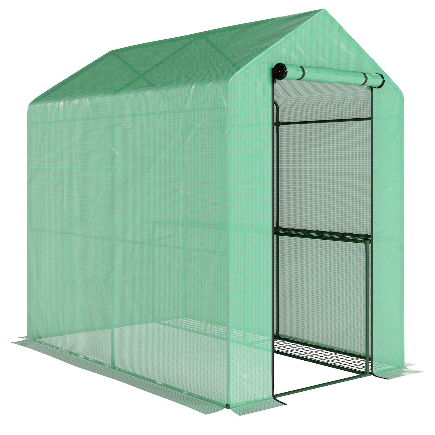 120 x 186cm Walk-In Greenhouse, with Shelves - Green