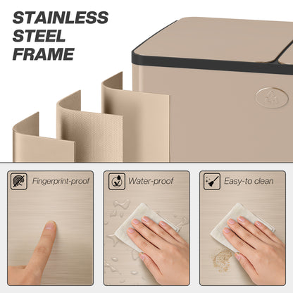 30L Dual Compartment Stainless Steel Bin, with Deodoriser Holders - Gold Tone