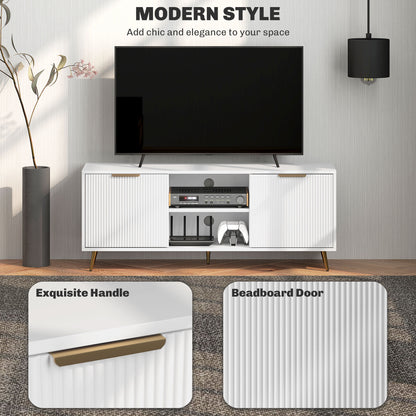 Modern TV Stand Cabinet for TVs up to 55", TV Unit with 2 Open Shelves and 2 Cabinets