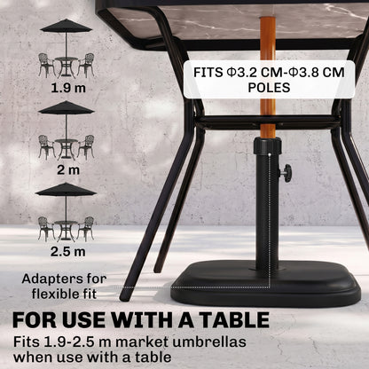 11kg Concrete Garden Parasol Base Holder, Square Outdoor Table Umbrella Stand Weight, Black