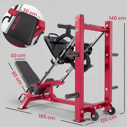 Leg Press Machine with Wheels and Calf Block, Adjustable Squat Machine for Home Gym, 455KG Capacity