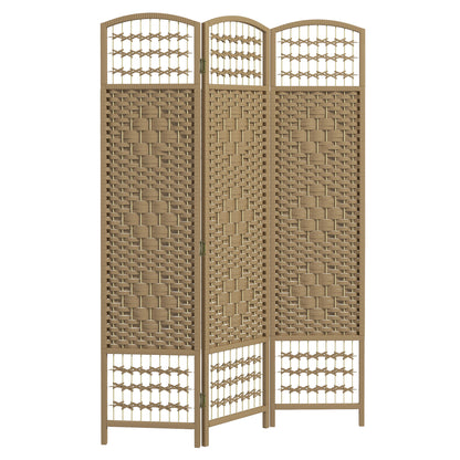 3 Panel Folding Room Divider, Privacy Screen, Paravent Partition Separator for Living Room, Bedroom, Natural Wood