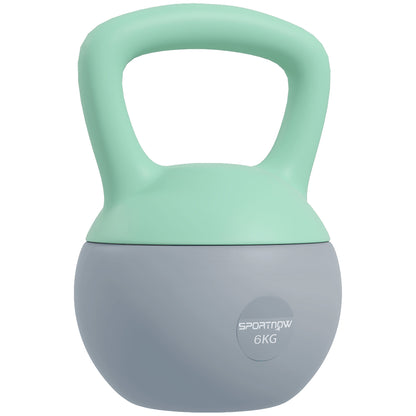 6KG Soft Kettlebell, Kettlebell with Non-Slip Handle for Home Gym, Weight Lifting, Strength Training, Green/Grey